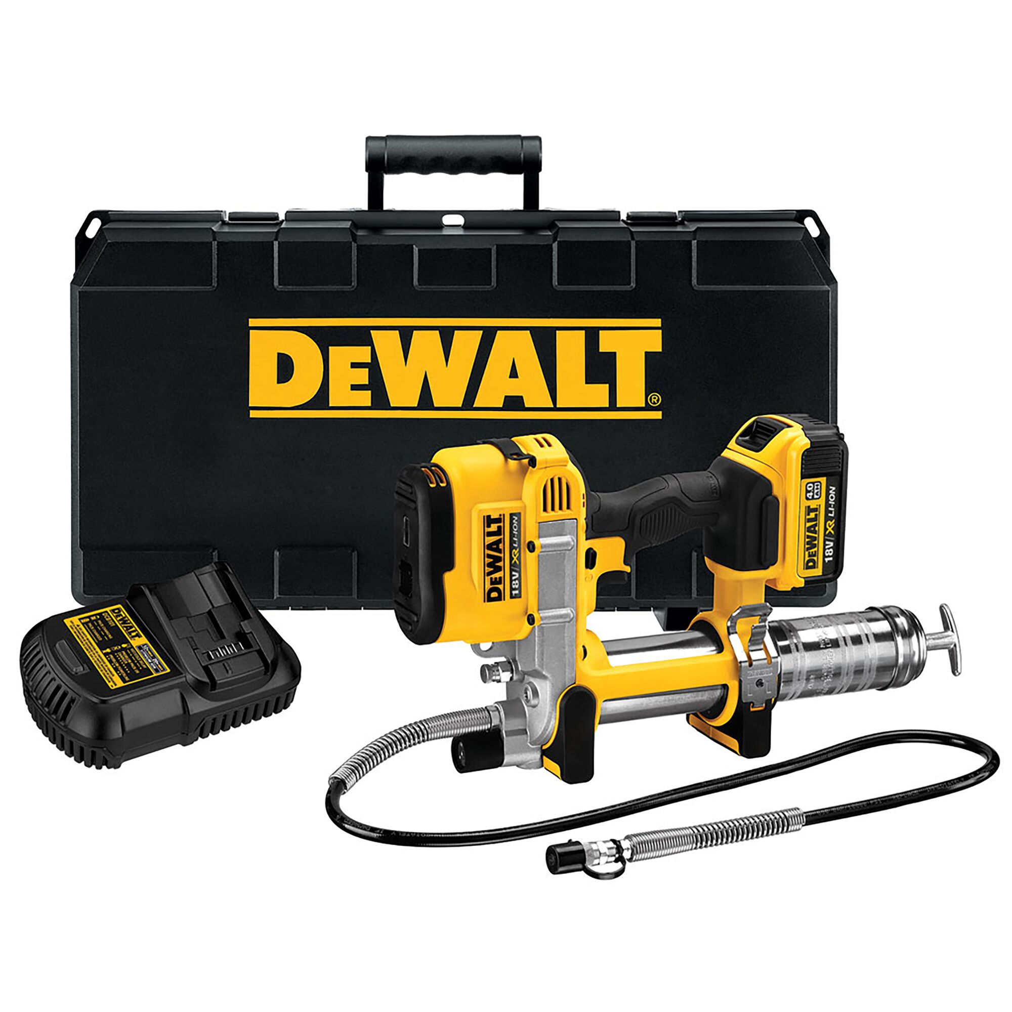 Pompe à graisse XR 18 V 4 Ah Li-Ion - 1 batterie, chargeur, bandoulière, coffret DEWALT - DCGG571M1-QW