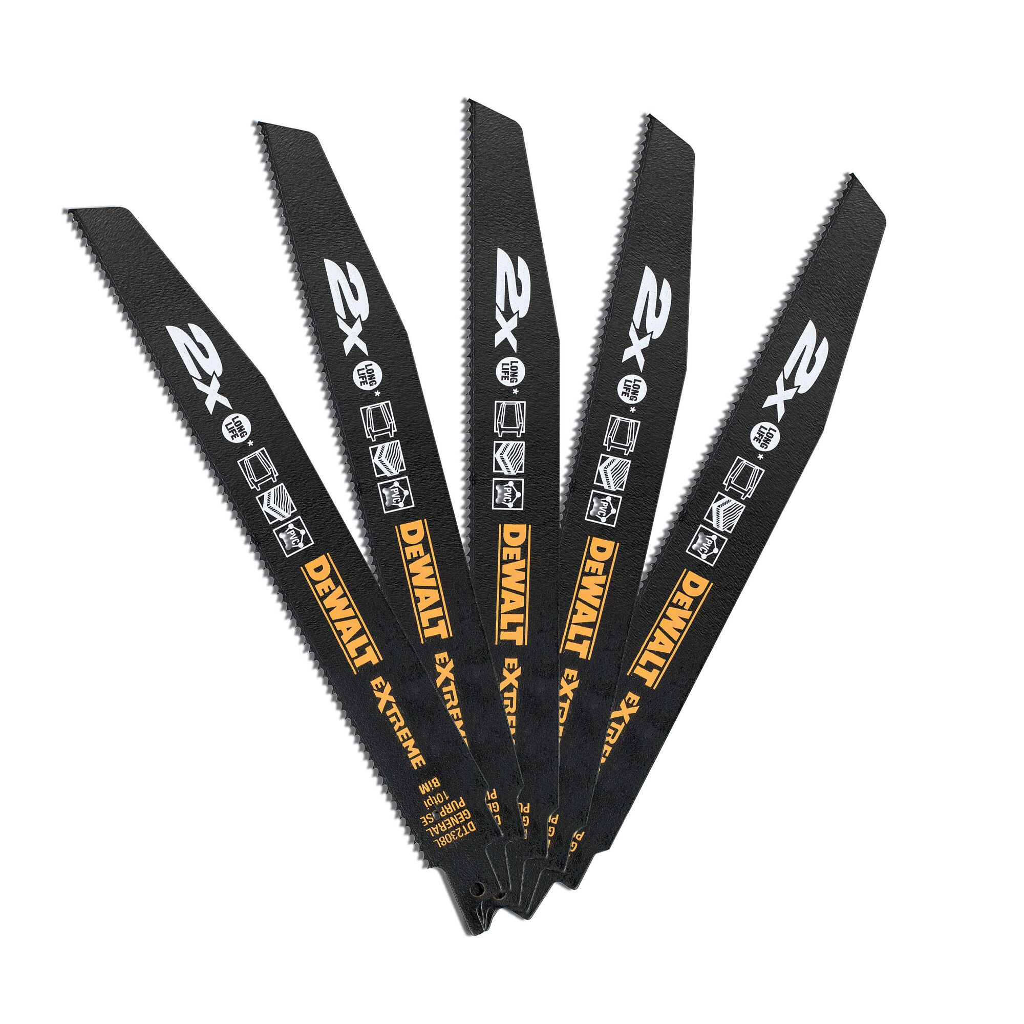 Lame de scie sabre BIM 2X Long Life pour la coupe du bois et métal 228 mm DT2308L - DEWALT - DT2308L-QZ