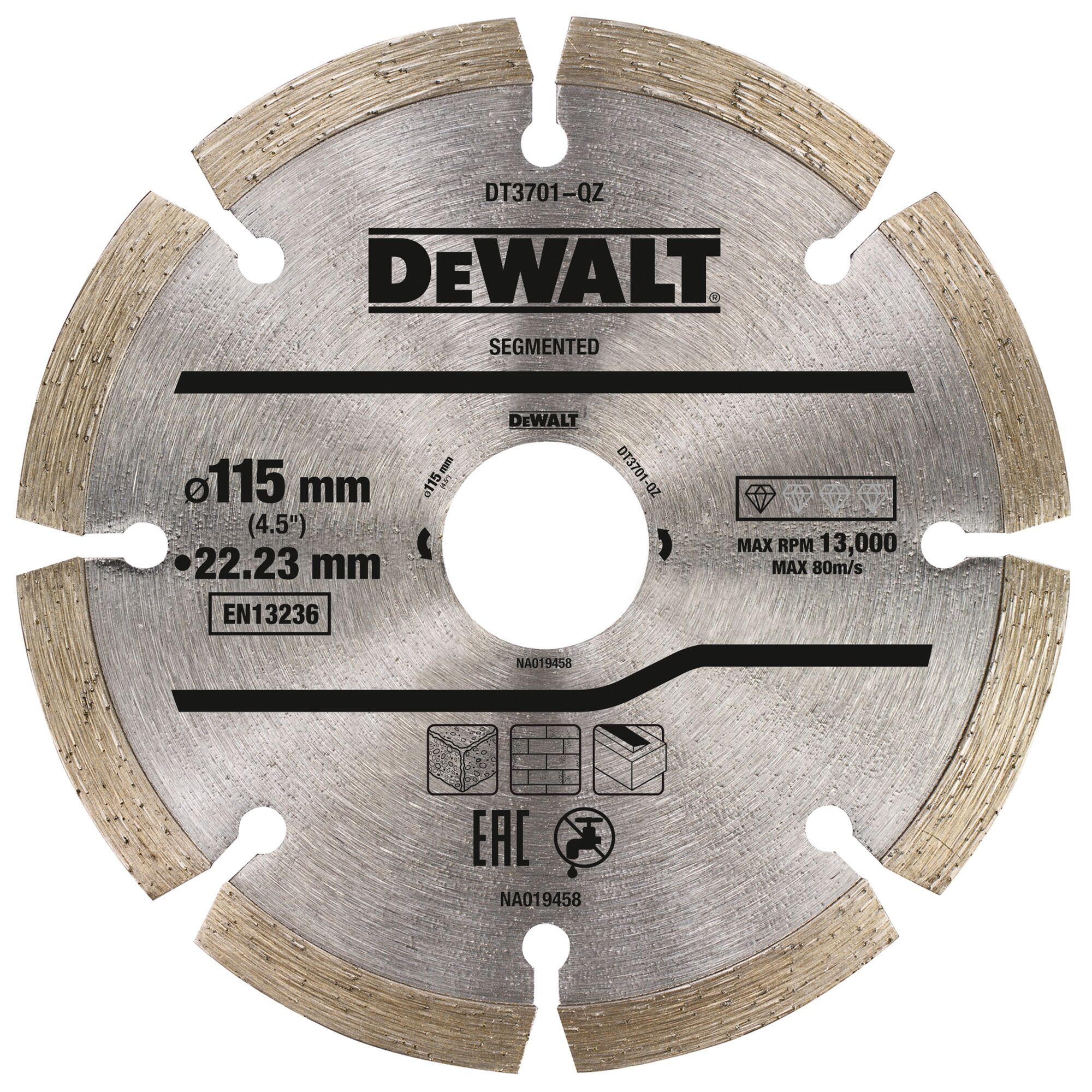 Disque fritté segmenté pour matériaux de construction/béton 115x22.2 mm DT3701 - DEWALT - DT3701-QZ