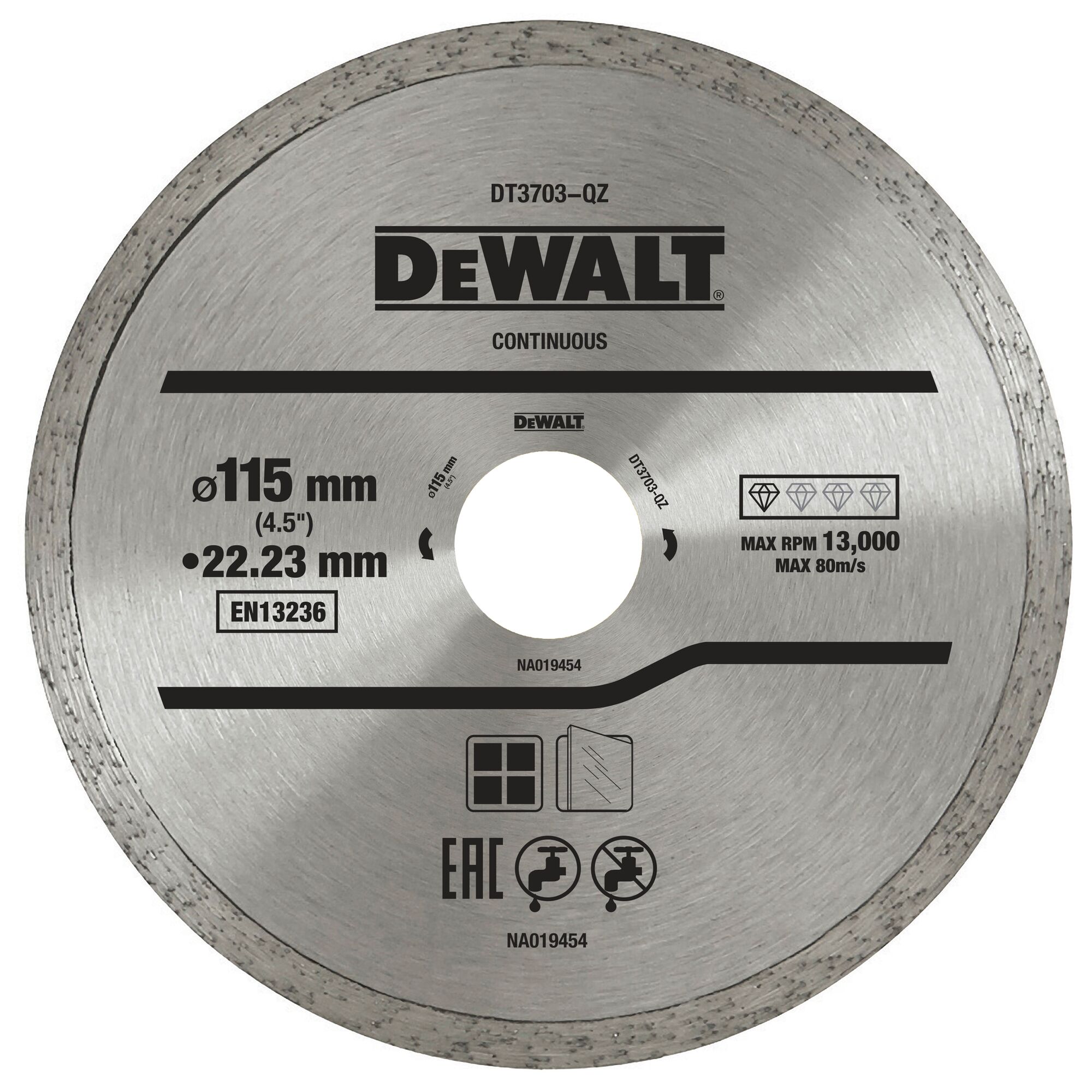 Disque à jante continue pour béton, brique et pierre 115x22.2 mm DT3703 - DEWALT - DT3703-QZ