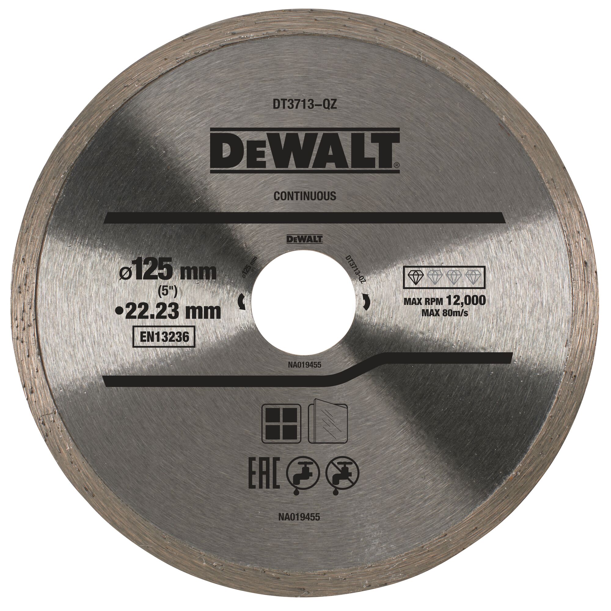 Disque à jante continue pour béton, brique et pierre 125x22.2 mm DT3713 - DEWALT - DT3713-QZ