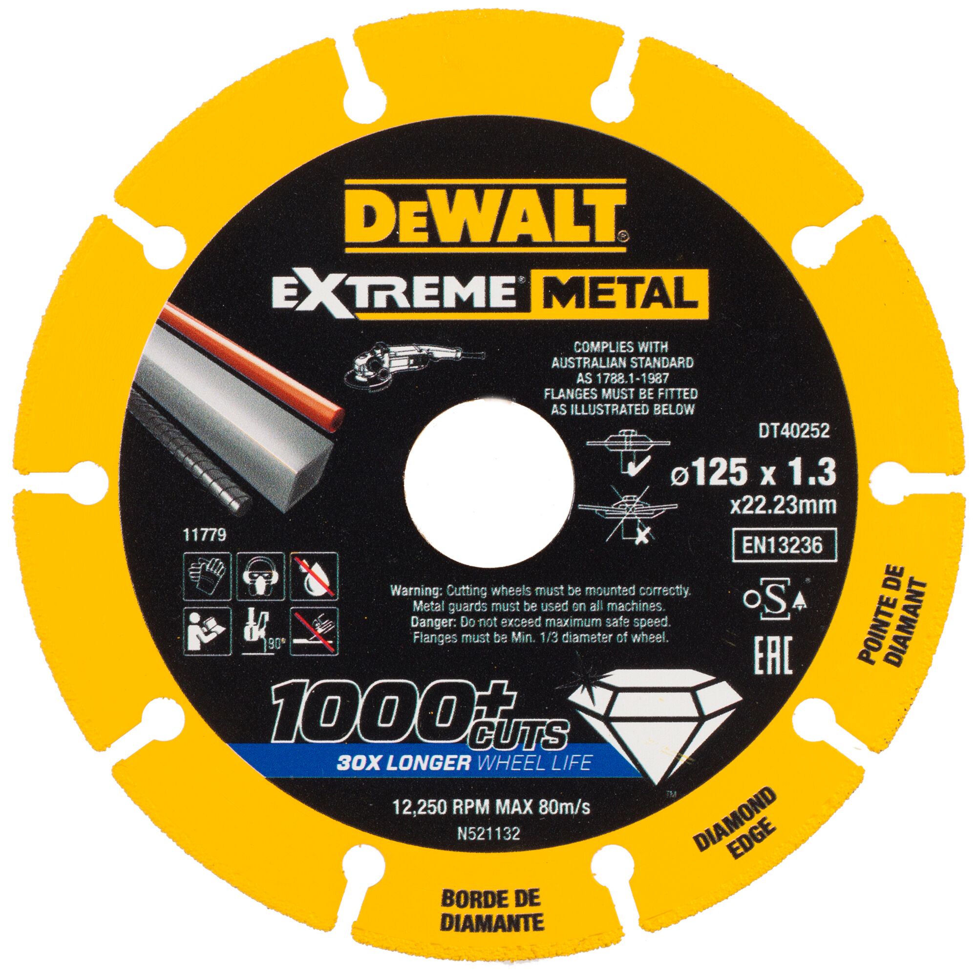 Disque Extreme Métal 125x22.23x1.3 mm DT40252 - DEWALT - DT40252-QZ