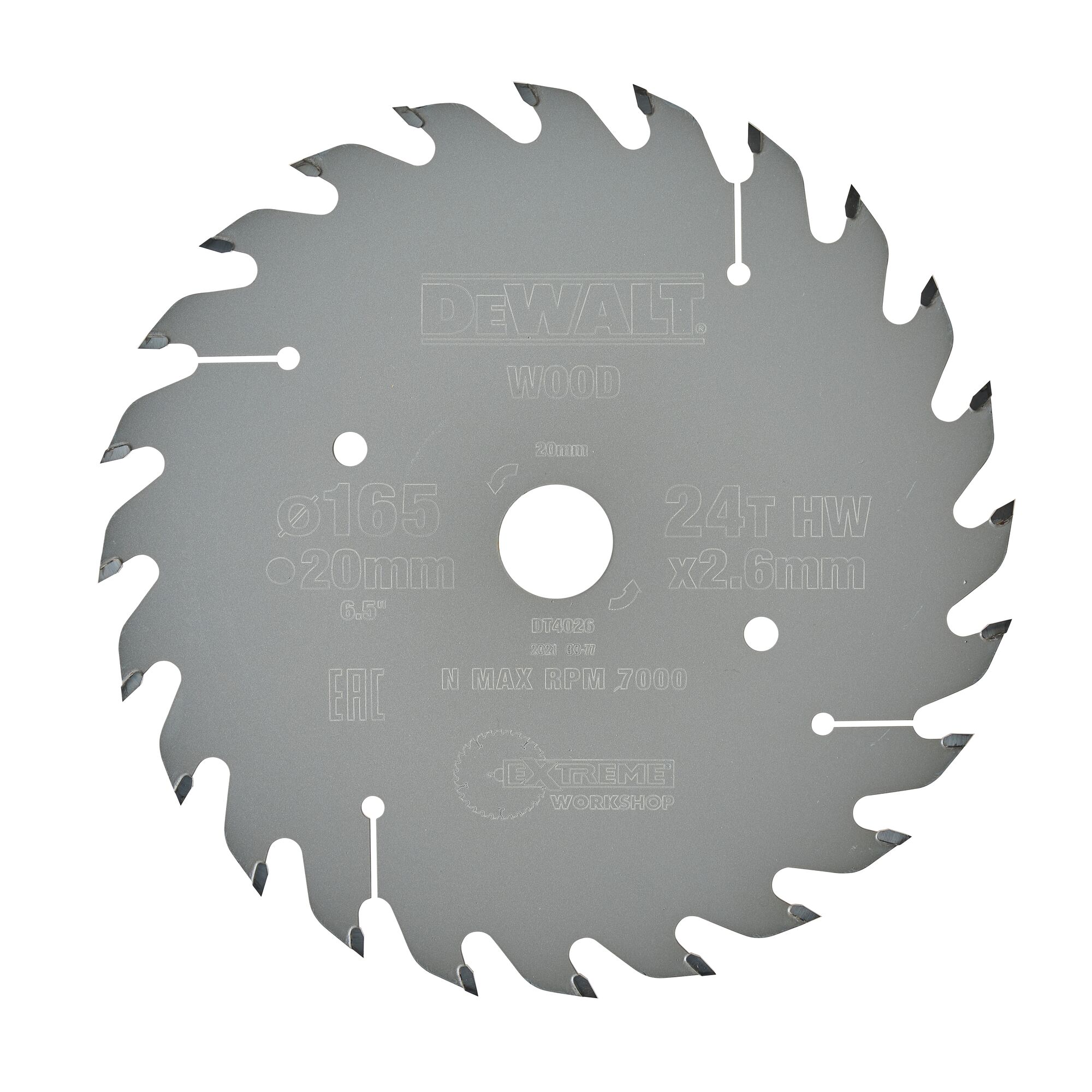 Lame de scie circulaire 160x20 mm, 24 dents, ATB/tronçonnage, angle d'attaque 25 DEWALT - DT4026-QZ