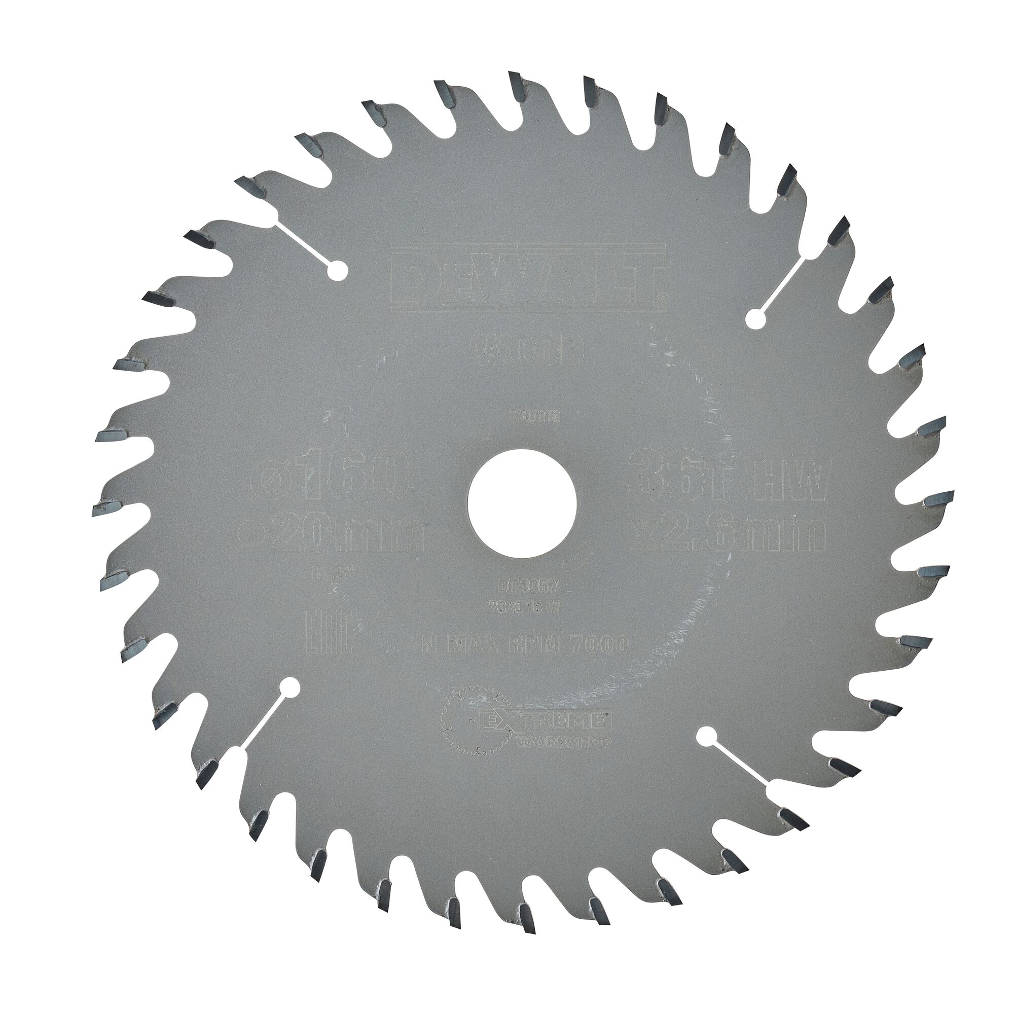 Lame de scie circulaire 160 x 20mm, 36 dents, ATB/coupe fine, angle d'attaque 10 DEWALT - DT4057-QZ