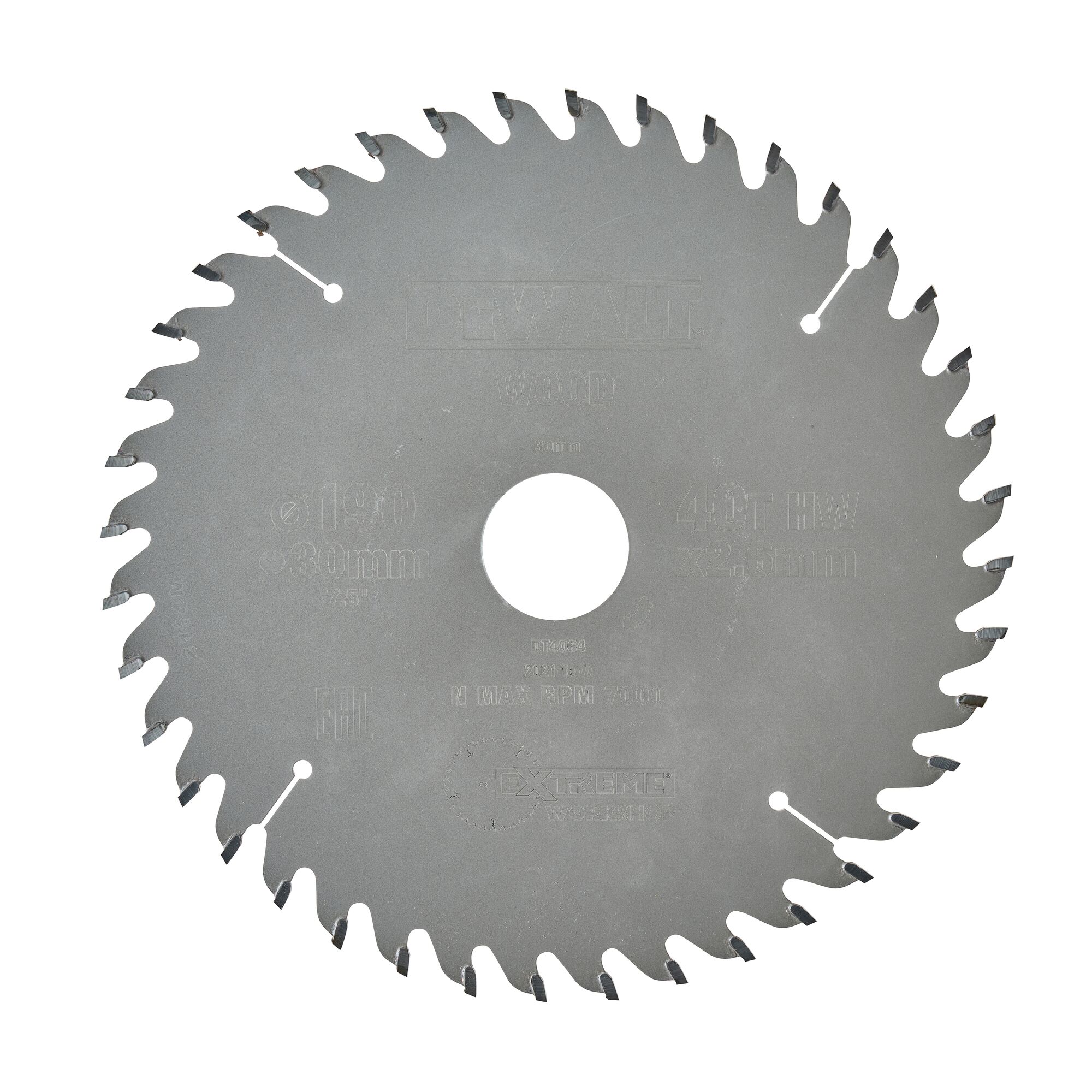 Lame de scie circulaire 190 x 30mm, 40 dents, ATB/coupe fine, angle d'attaque 10 DEWALT - DT4064-QZ