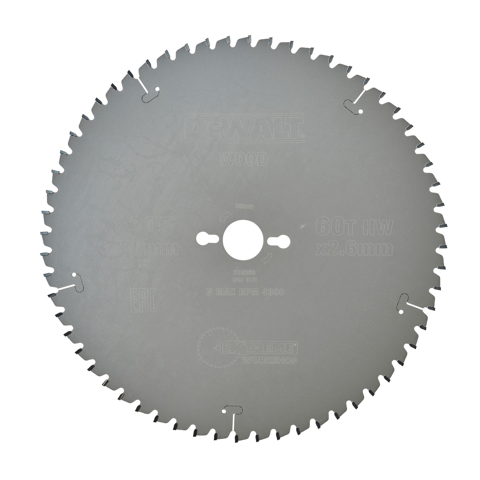 Lame de scie circulaire stationnaire Extreme Workshop 305 x 30 mm, 60 dents DEWALT - DT4260-QZ