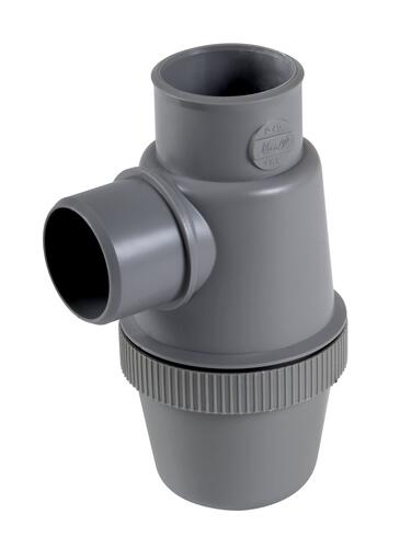 Siphon de lavabo en pvc-c gris, Ø 40 mm, à coller entrée verticale classement m1 - NICOLL