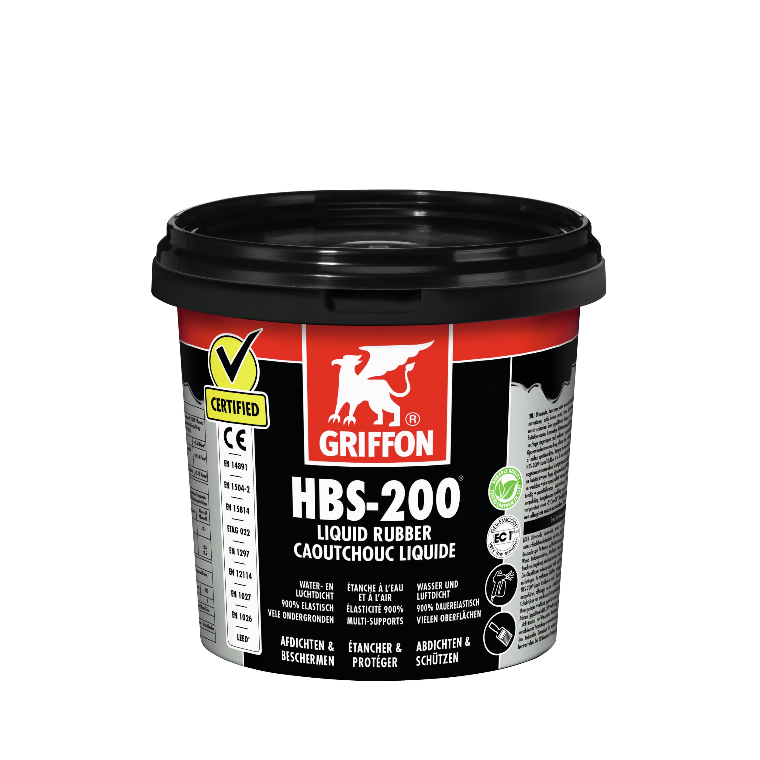 HBS-200 Caoutchouc liquide pot 1L - Etanchéifier les surfaces à l'eau GRIFFON - 6308866