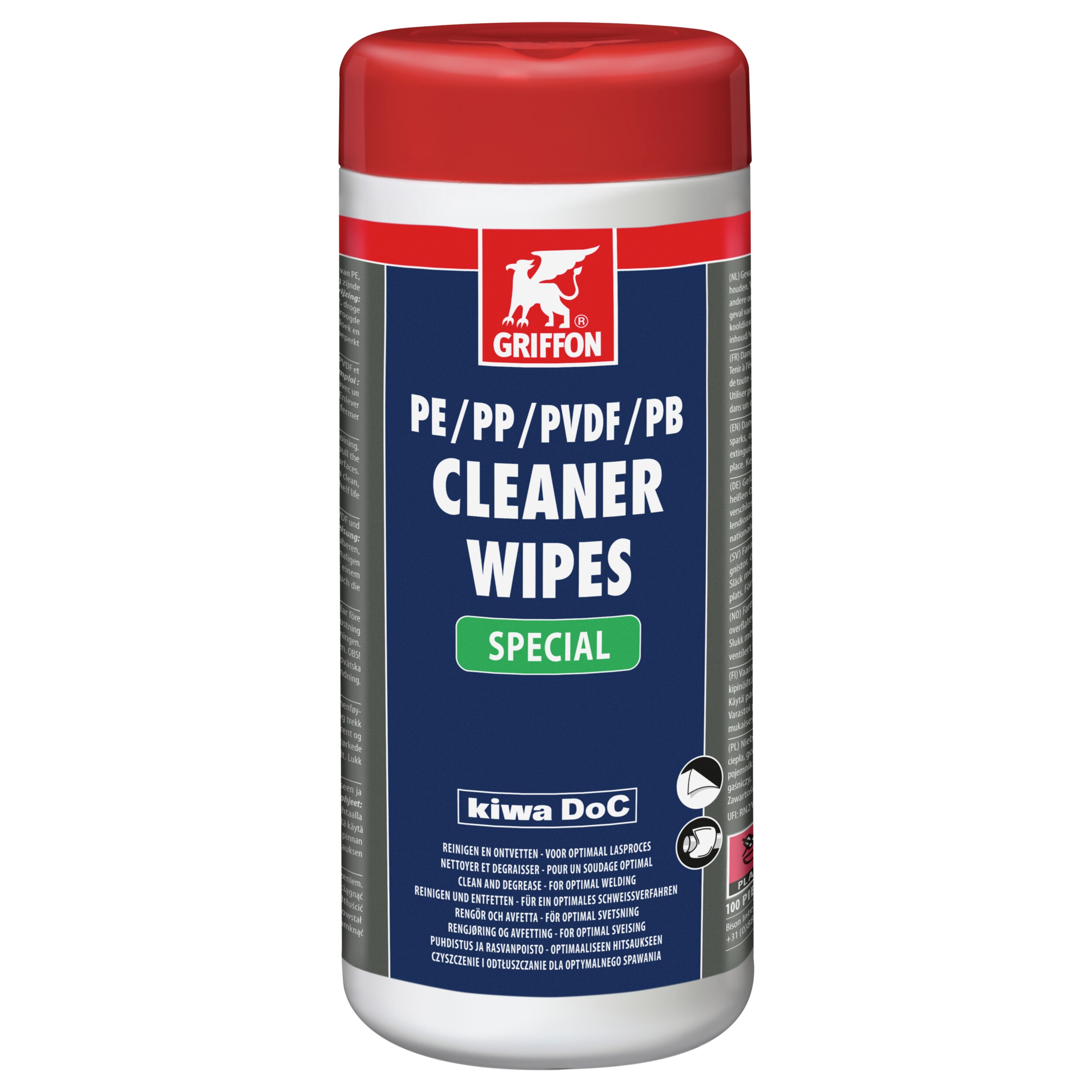 Pe-cleaner WIPES. Lingettes nettoyantes PVDF et PB Dévidoir 100 unités - GRIFFON - 6307549