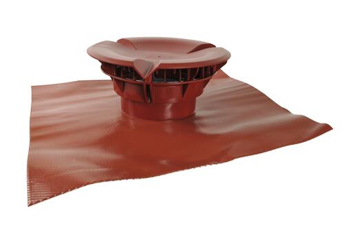 Chapeau aéraulique avec collerette 60 x 60 cm Ø160 rouge - NICOLL - VXE16R