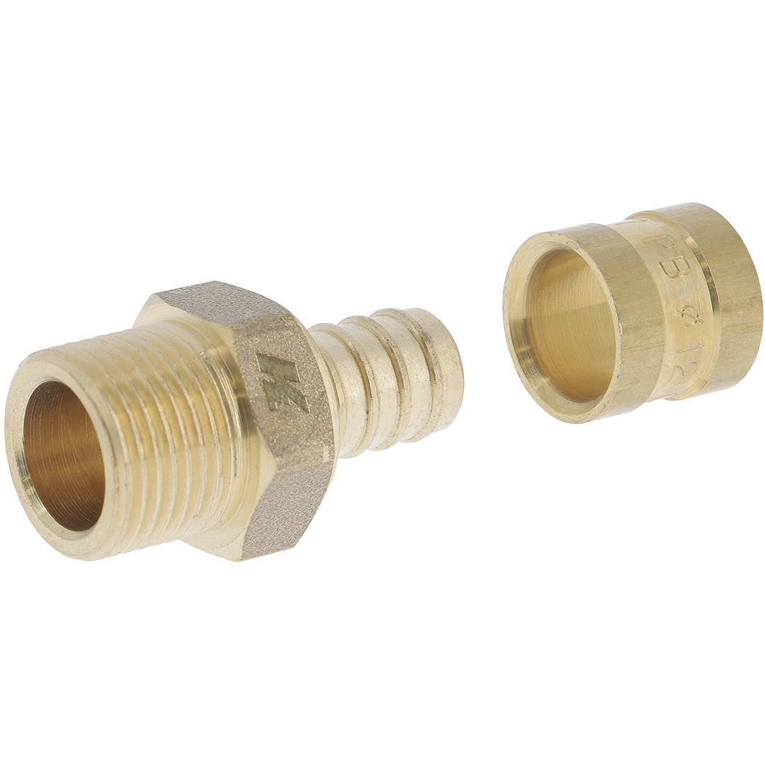 Mâle Fixe 1/2"- PER Ø 13x16 mm Raccord à glissement laiton SERTIGLISS - M216