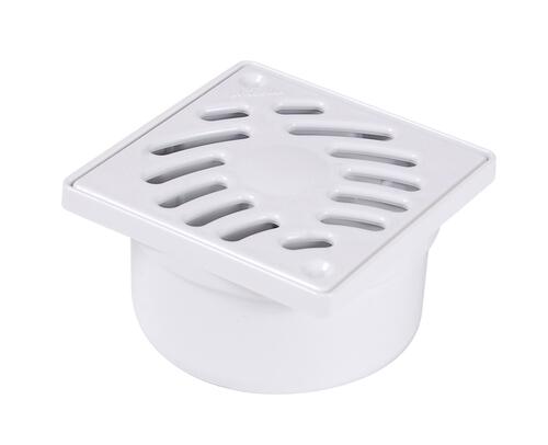 Siphonnette sortie verticale avec grille carrée 10x10 mm en PVC blanc NICOLL - SIHJ10