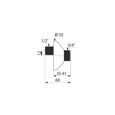 2 x Raccords décalés M1/2" M3/4" sous rosace, entraxe 12 mm DELABIE - 856027.2P