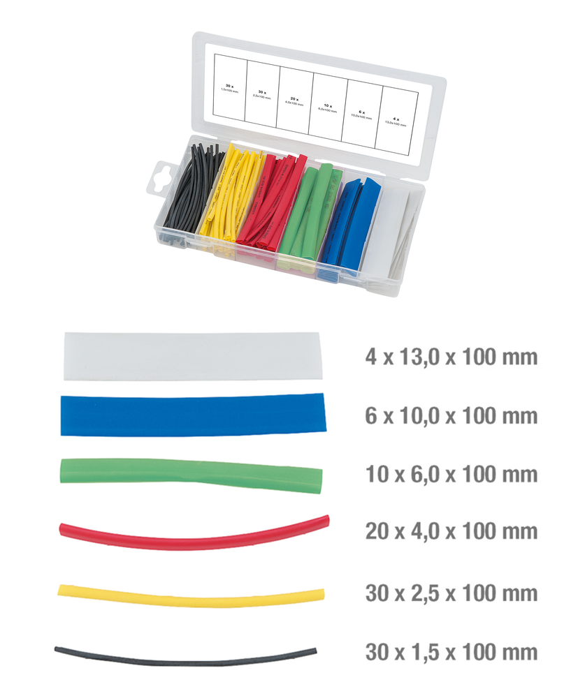 Assortiment de gaines thermo-rétractables, 100 pcs - KS TOOLS - 970.0540