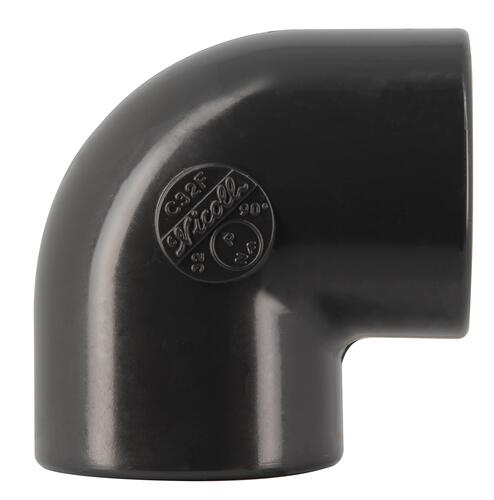 Coude pression à coller, Ø 32 mm, femelle-femelle à 90°, en PVC anthracite NICOLL - C32F