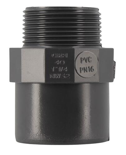 Embout fileté, Ø 40/50, mâle à visser, femelle à coller, en PVC anthracite NICOLL - E4033F