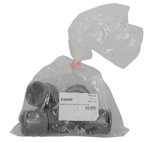 Embout fileté, Ø 50/63, mâle à visser, femelle à coller, en PVC anthracite NICOLL - E5040F