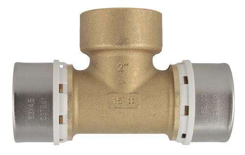 Té à sertir FLUXO®, femelle à visser, laiton, Ø 63 mm, 2" (50/60) NICOLL - FLT6350F