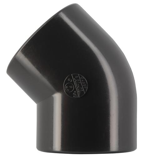 Coude pression à coller, Ø 63 mm, femelle-femelle à 45°, en PVC anthracite NICOLL - C463F