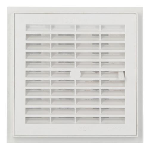 Grille d'aération carrée blanche à fermeture, avec moustiquaire, 176x176 NICOLL - F114
