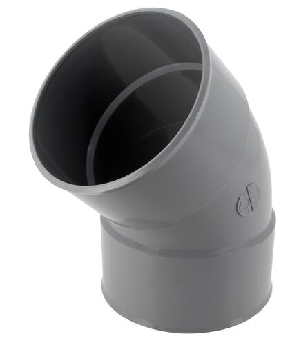Coude Ø 125 mm, femelle-femelle à 45°, à coller, gris, en PVC NICOLL - CX44