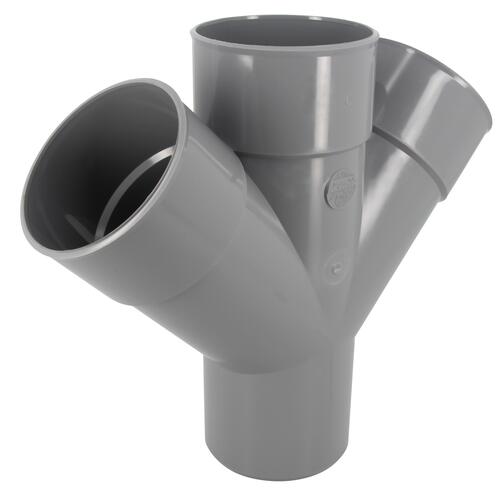 Culotte double parallèle, Ø 100, mâle-femelle à 45°, à coller, gris, en PVC NICOLL - RT14