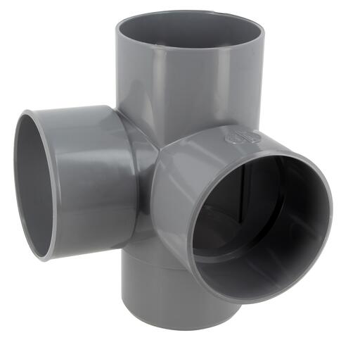 Culotte double d'équerre, Ø 100, mâle-femelle à 87°30, à coller, gris en PVC NICOLL - AT18