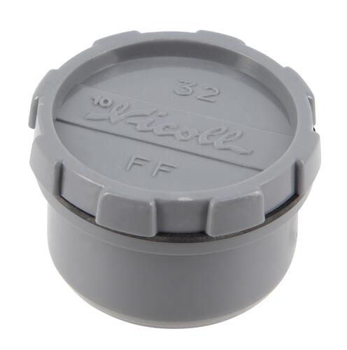 Tampon de visite avec bouchon, Ø 32 mm, mâle-femelle, à coller, gris, en PVC NICOLL - FF