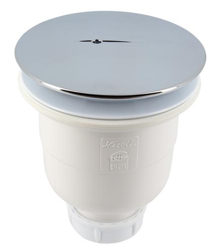 Bonde receveur de douche, Ø 90 mm, sortie verticale Ø 40 capot ABS chromé NICOLL - 0205110