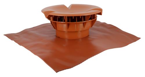Chapeau aéraulique avec collerette 60 x 60 cm Ø160 terracotta - NICOLL - VXE16T