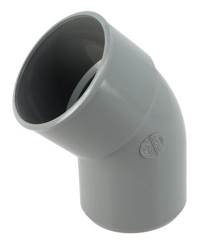 Coude Ø 75 mm, mâle-femelle à 45°, à coller, gris, en PVC NICOLL - CP4