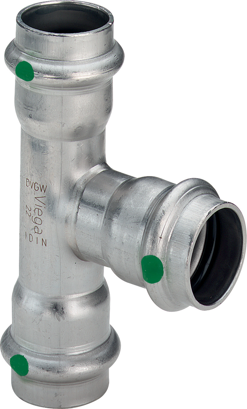 Sanpress Inox-Té avec SC-Contur acier VdS d1 54 d2 35 d3 - VIEGA - 436063