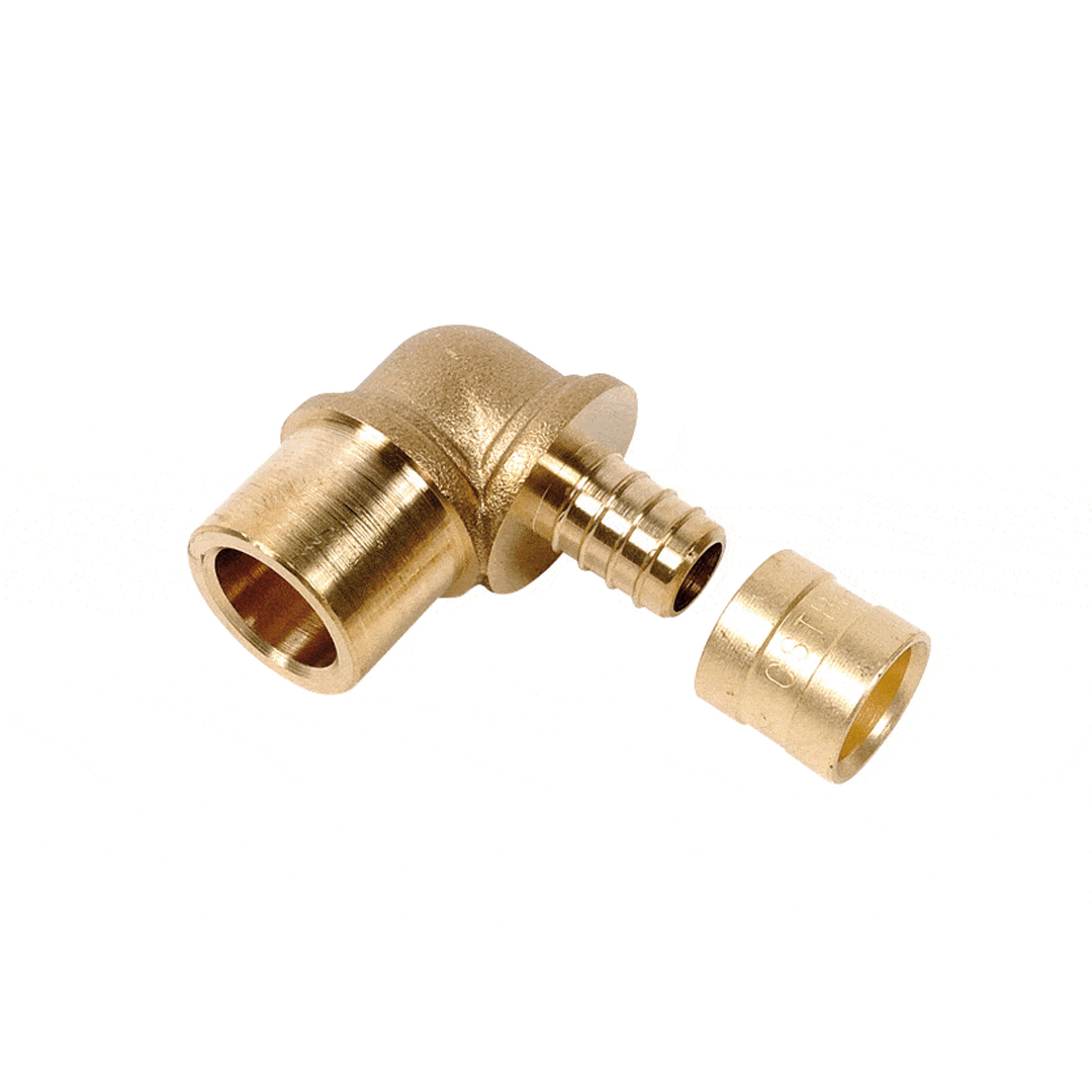 Coude 90° PER Ø 13x16 mm Cu. 16 mm Raccord à glissement laiton SERTIGLISS - CAC1616