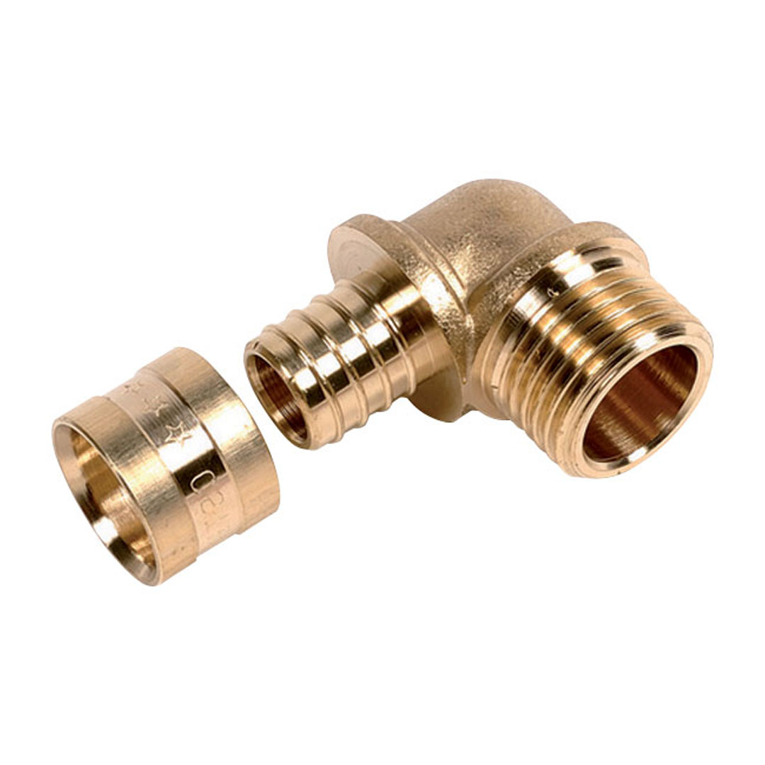 Coude Mâle 1/2"-PER Ø 13x16 mm Raccord à glissement laiton SERTIGLISS - CM216