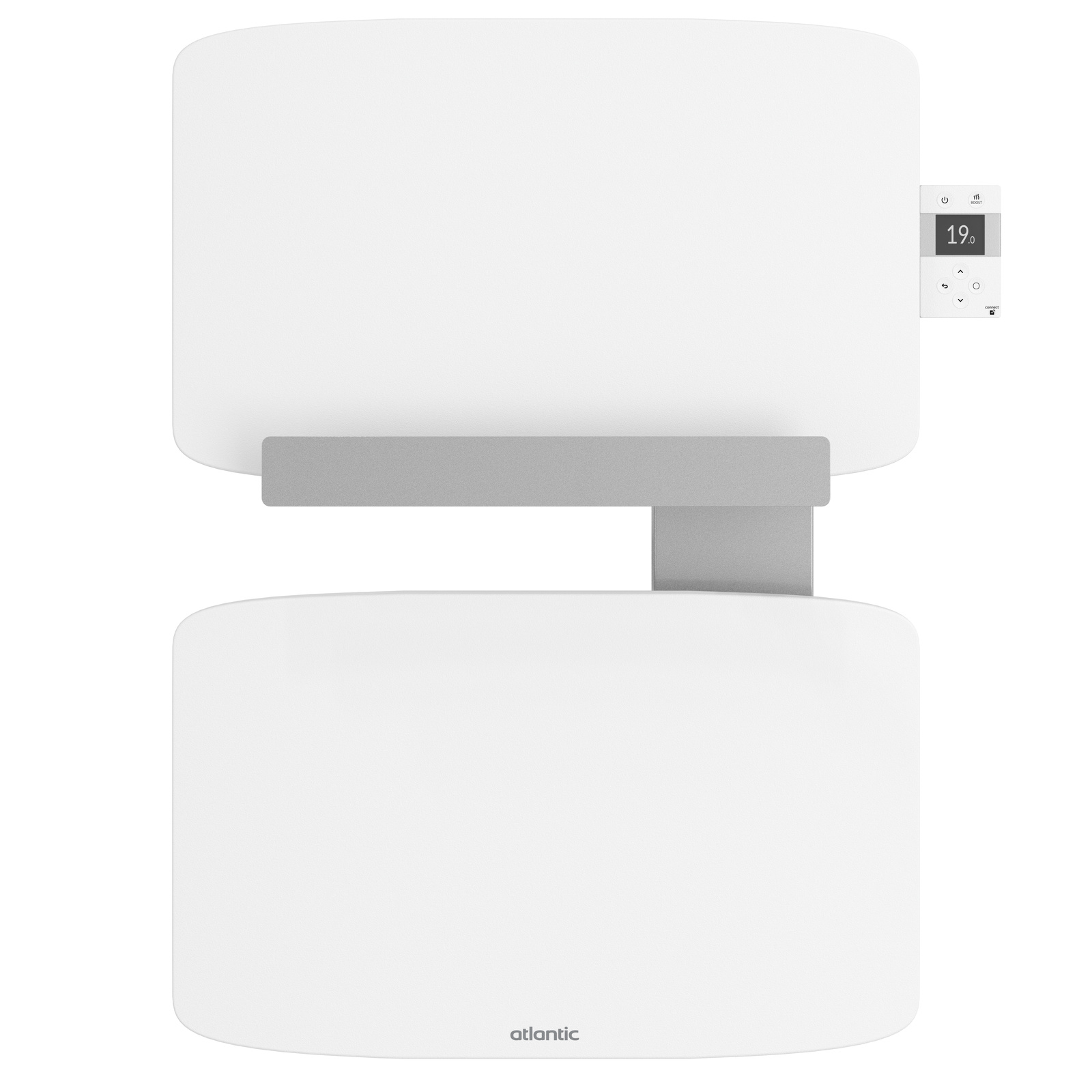 Radiateur sèche-serviettes connecté Wifi mât droite 430W blanc/gris - ATLANTIC - 862581