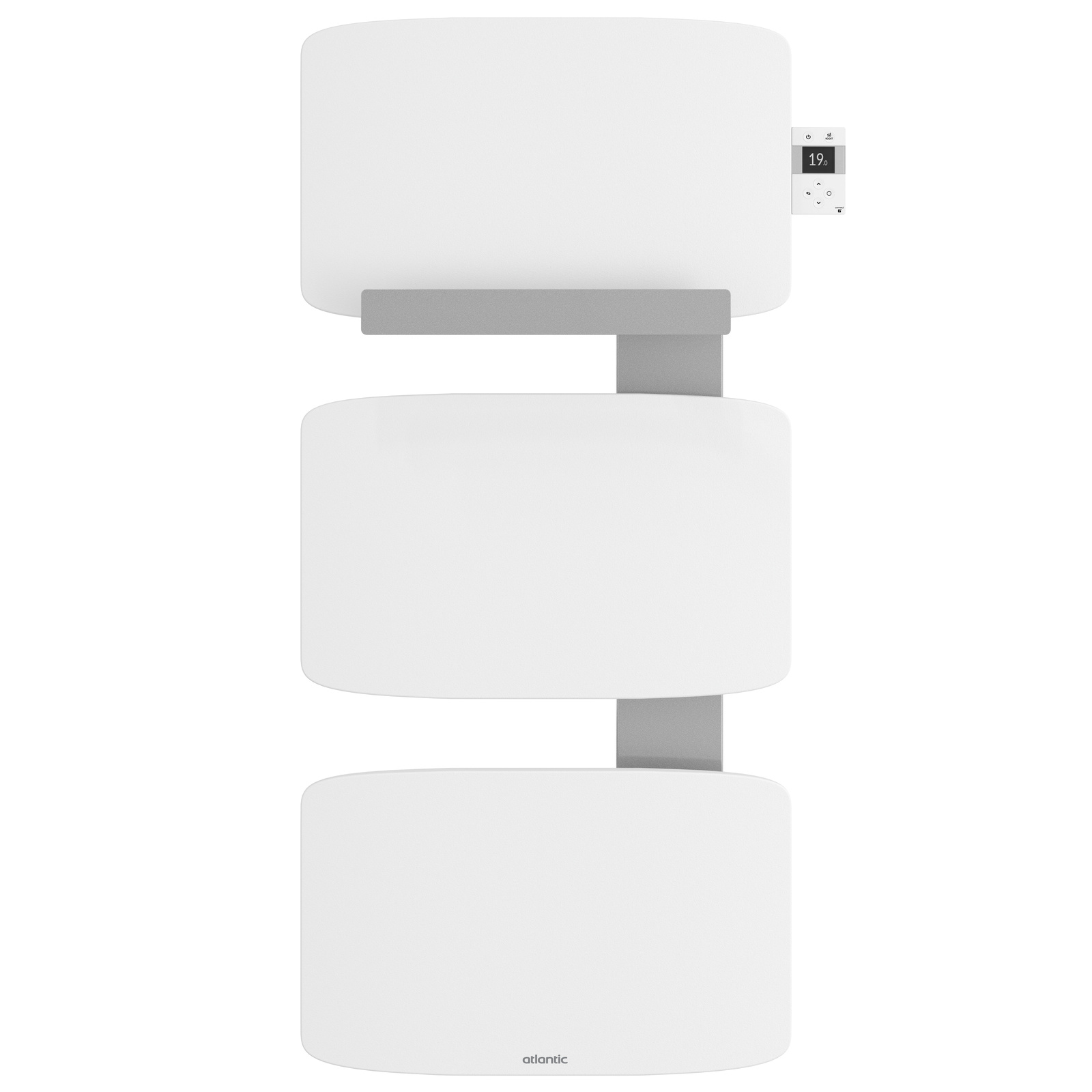 Radiateur sèche-serviettes connecté Wifi mât droite 650W blanc/gris - ATLANTIC - 862575