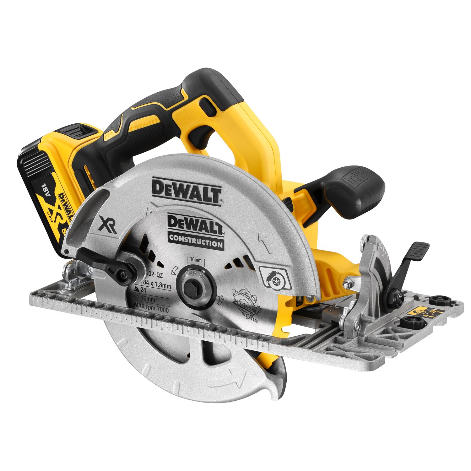 Scie circulaire XR 18V 5Ah Li-Ion Brushless 184 mm - compatible rail de guidage