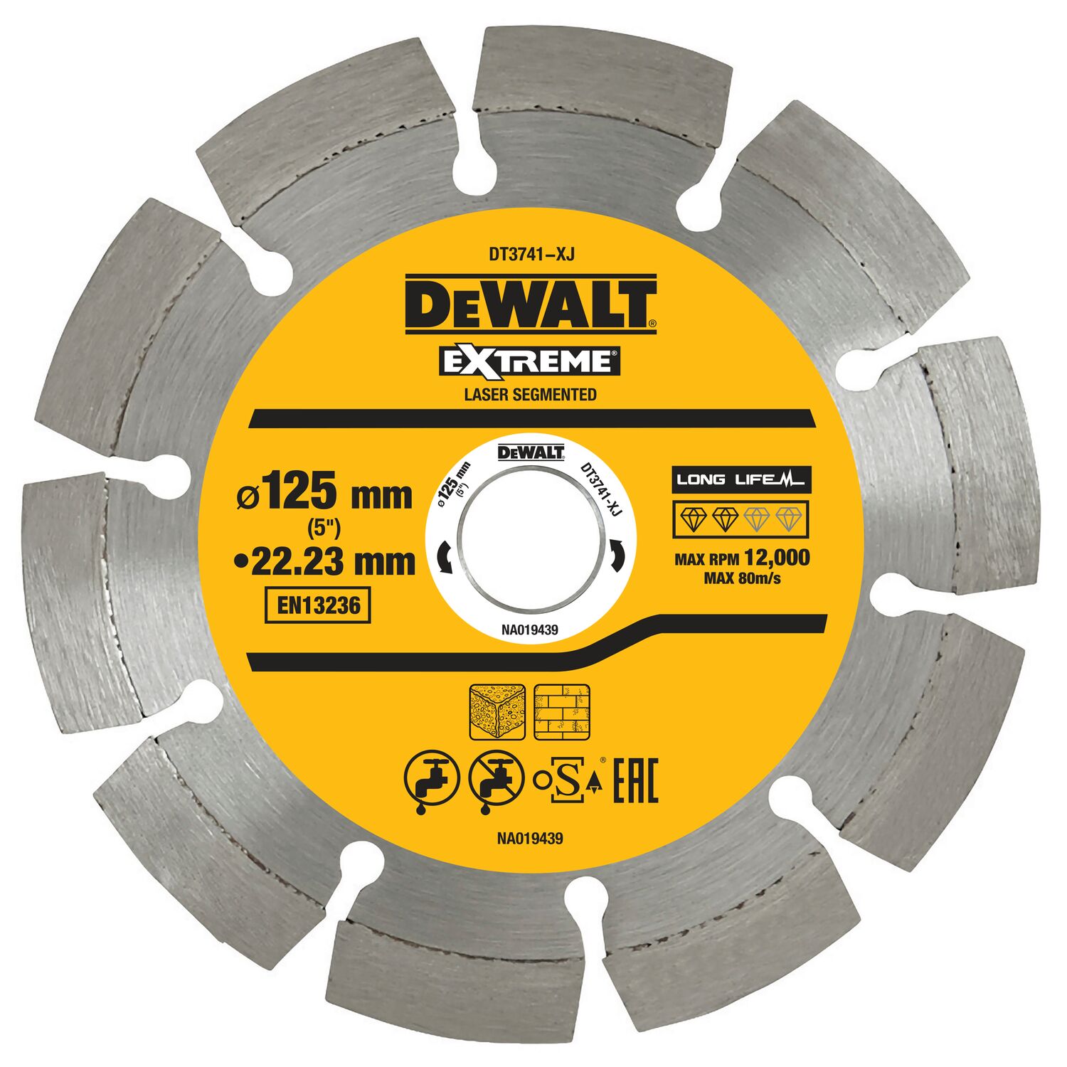 Disque laser pour matériaux de construction/béton 125x22.2mm, hauteur segment 7.5mm