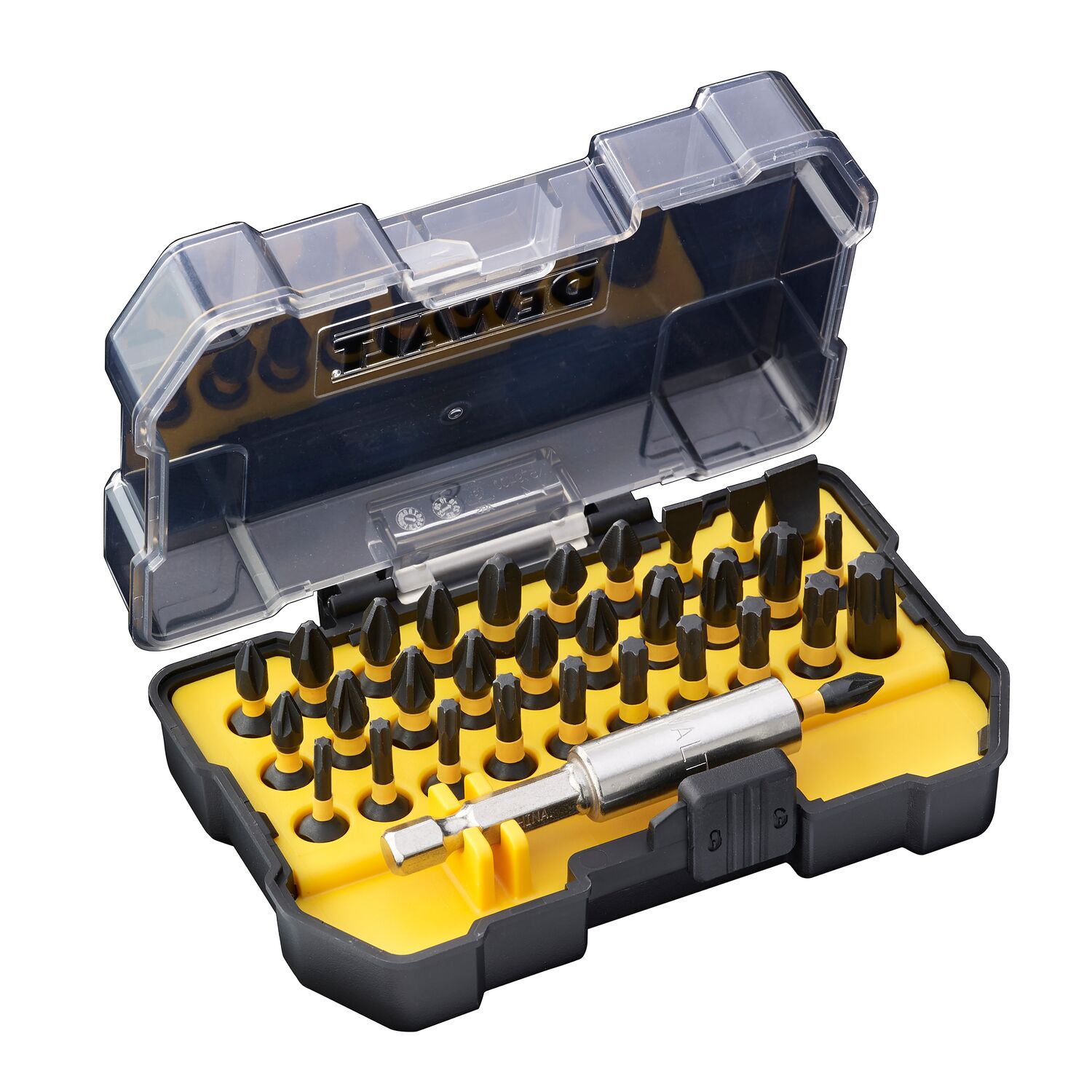 Coffrets 32 pièces avec embouts de vissage Impact Torsion 5mm : Ph1, Ph2, Ph3, Pz1, Pz2 x 3, Pz3, Pl6, T20, T25, T30 + 1 porte-embouts magnétique