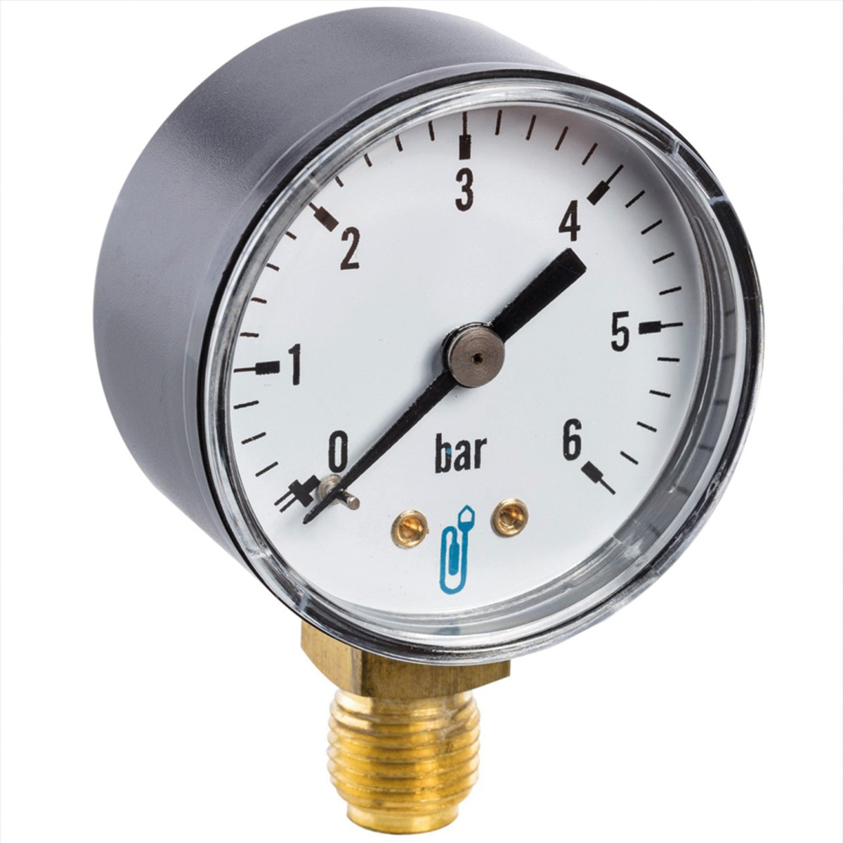 Manomètre Ø50 Radial 0-10 bar 1/4"M ABS raccordement radial vertical THERMADOR - MR10