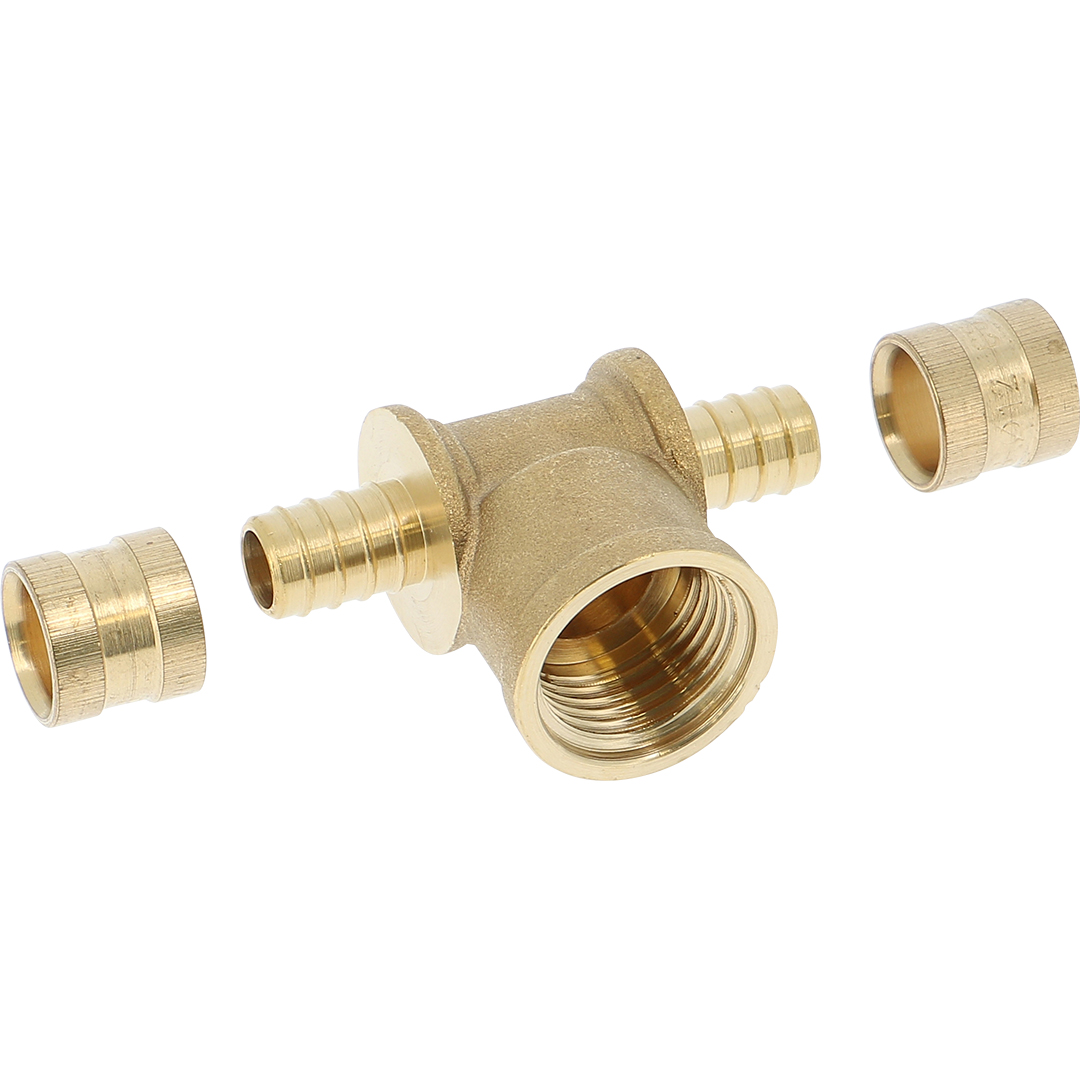 Té Femelle 1/2" - PER Ø 10x12 mm Raccord à glissement laiton SERTIGLISS - TF212