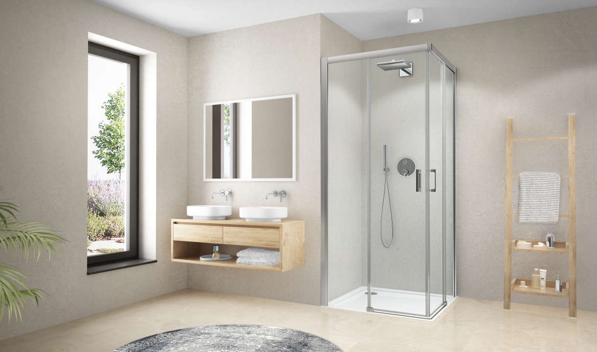 Paroi de douche 1/2 angle coulissante CARIBA CIC2R L90 H2M argent ROTH - 1403040160