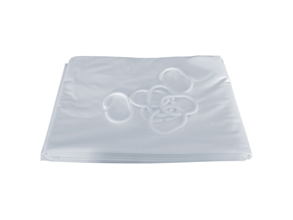 Rideaux de douche 1800x1200 anneaux plastique blanc pvc bas plombé - PELLET - 804120