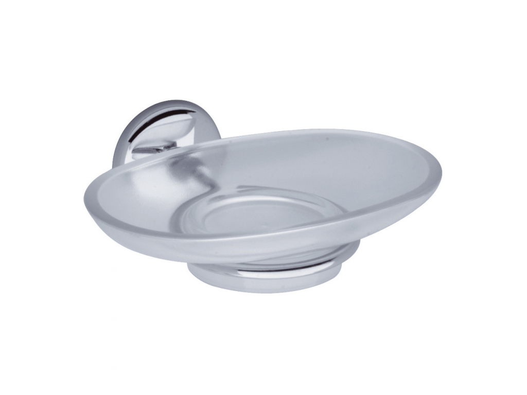 Porte-savon savonnière en résine translucide sablée fil laiton chromé 8mm PELLET - 010155