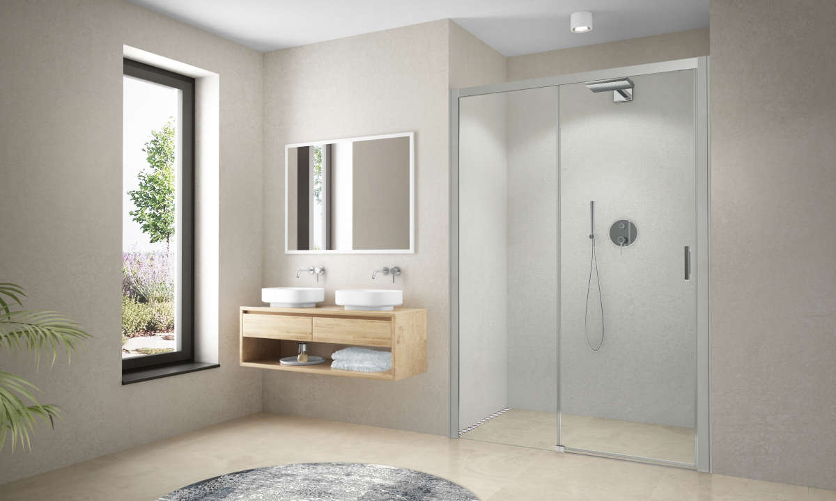 Paroi de douche coulissante CARIBA CID2R L120 H2M argent v.clair ETC ROTH - 1403040145