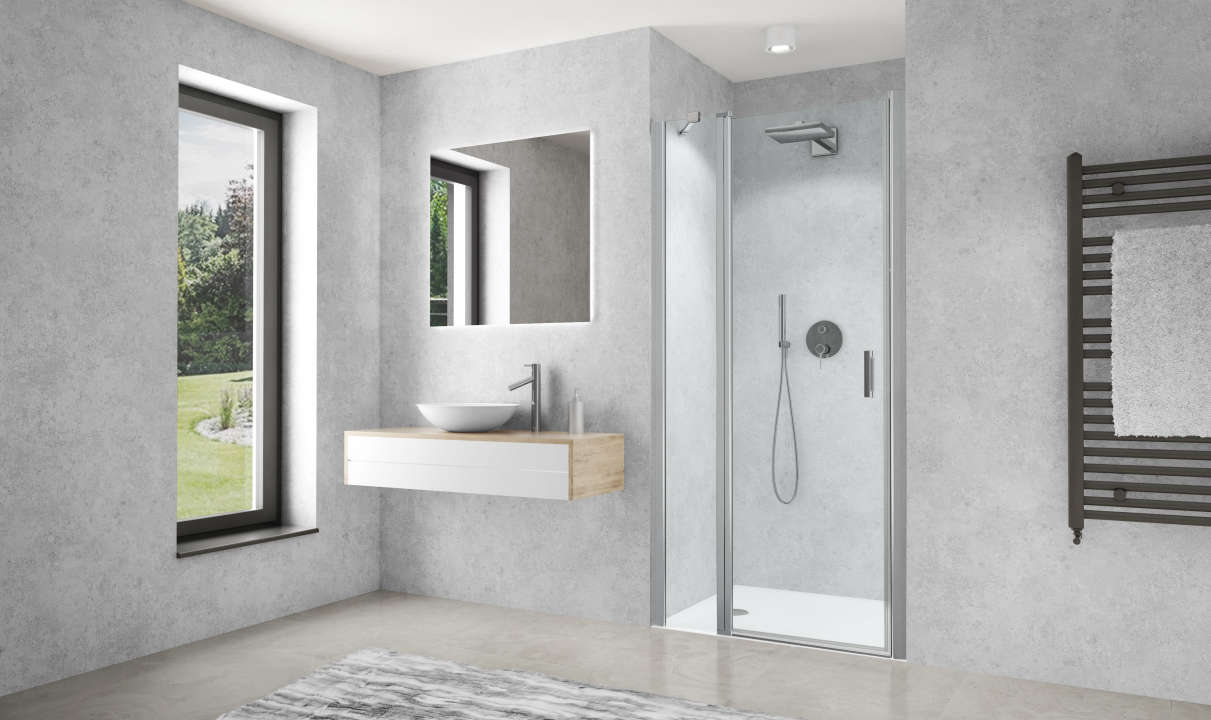 Paroi de douche pivotante CARIBA CIPIF L122 H2M argent v.clair ETC ROTH - 1403040200