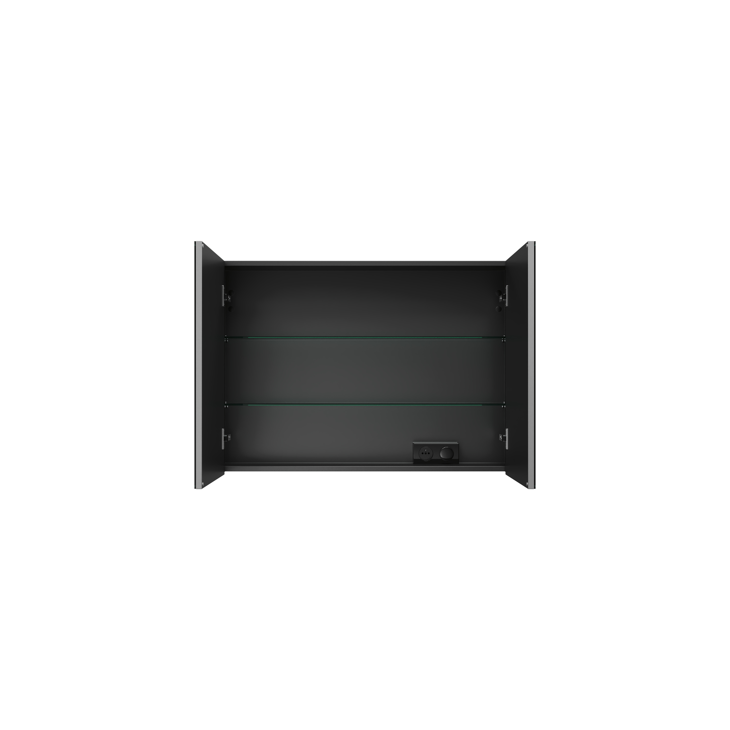 200 armoire DE toilette graphite MAT l90 h64 p15 2 portes simple miroir DOMAO - 1102750