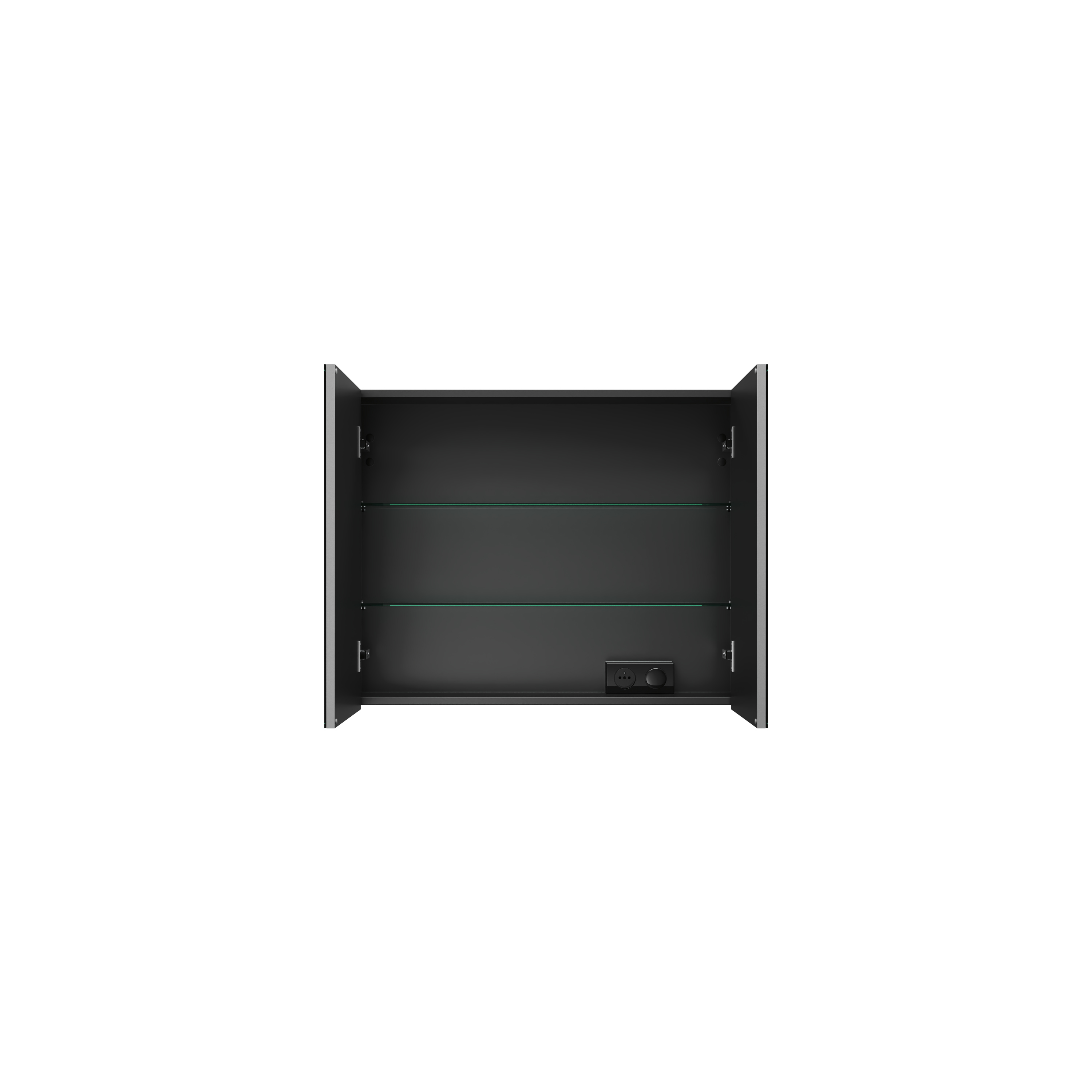 200 armoire DE toilette graphite MAT l80 h64 p15 2 portes simple miroir DOMAO - 1102747