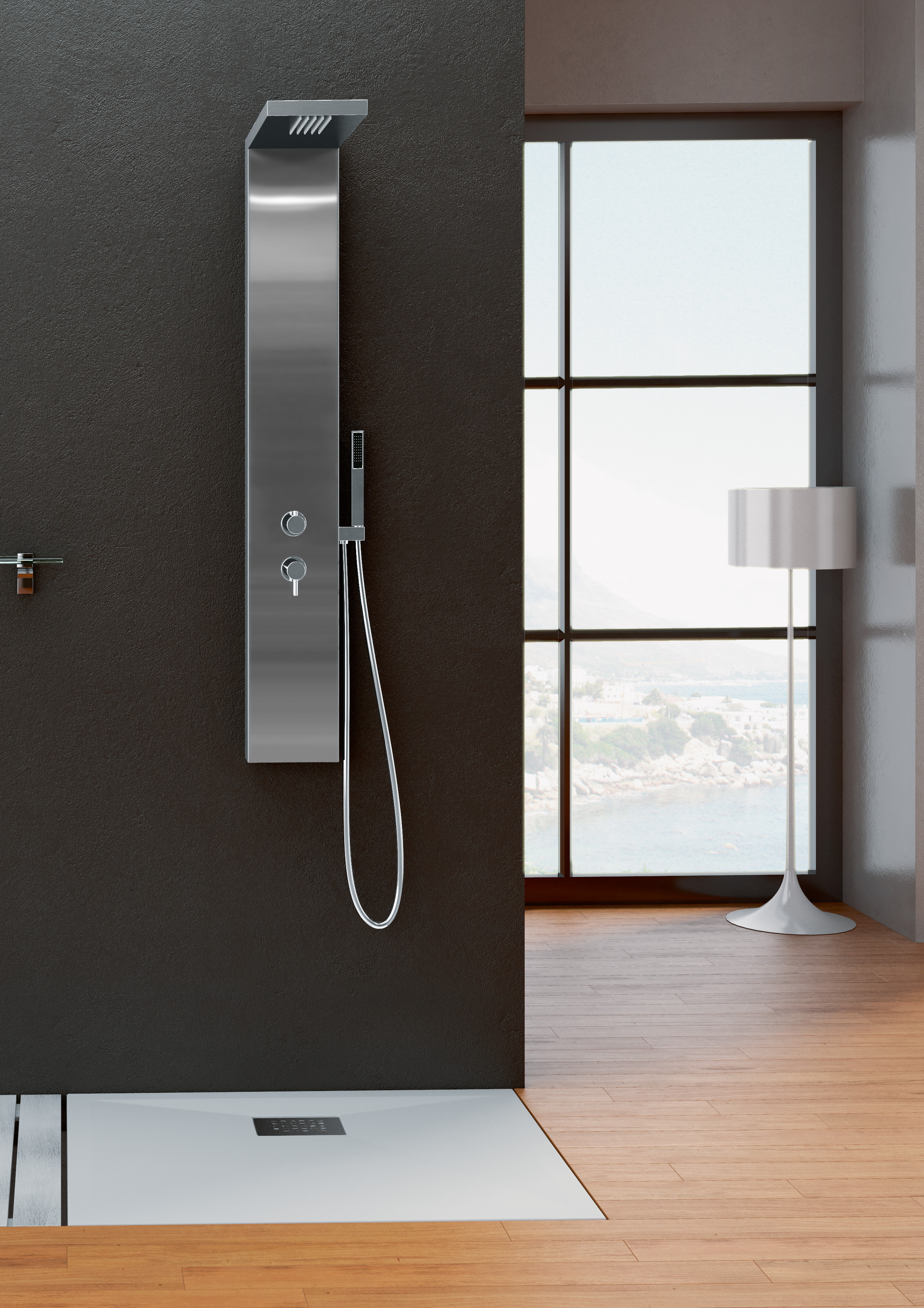 Colonne Aquastyle inox brossé thermostatique CD311 - KINEDO