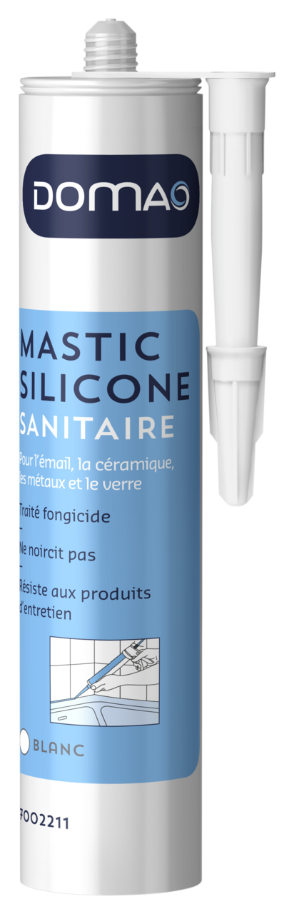 Mastic silicone sanitaire blanc base acétique cart 300 ML - DOMAO - 7002211